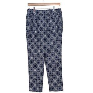 J. Crew Factory Blue and white medallion tile print ankle pants size 2